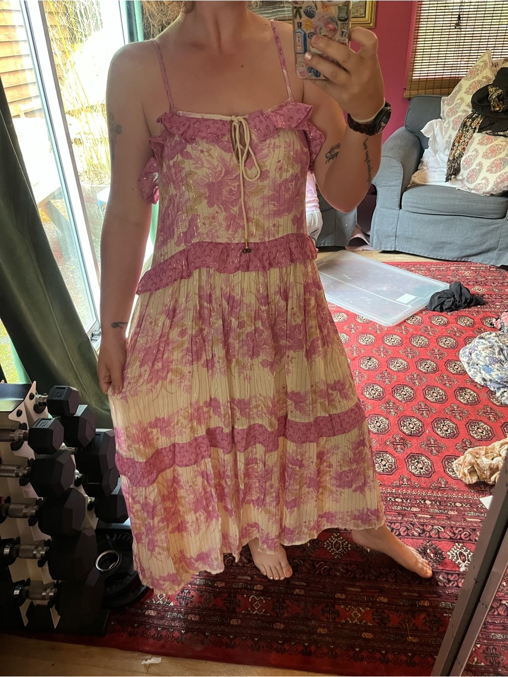 Spell Pink and Cream Floral Maxi Dress